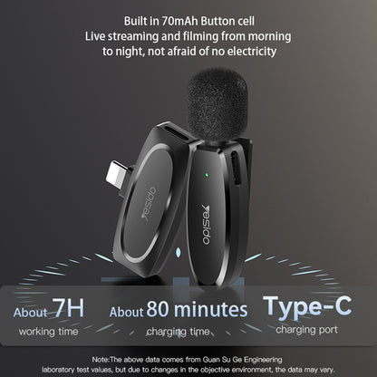 Lavaliera Yesido KR15, USB-C / Lightning, Sada 2 kusy, Černá