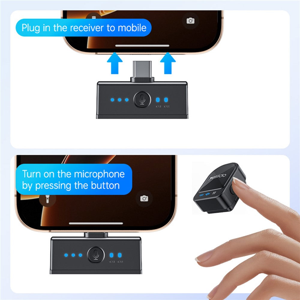 Lavaliera Yesido KR19, USB-C / Lightning, Sada 2 kusy, Černá