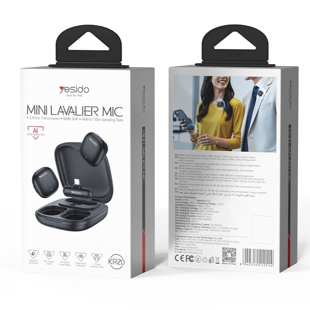 Lavaliera Yesido KR20, Lightning, Sada 2 kusy, Černá