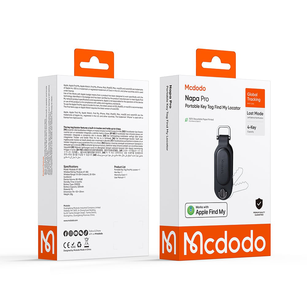 Mcdodo SmartTag Keys Napa Pro AT-3830 pro iOS Series, černá