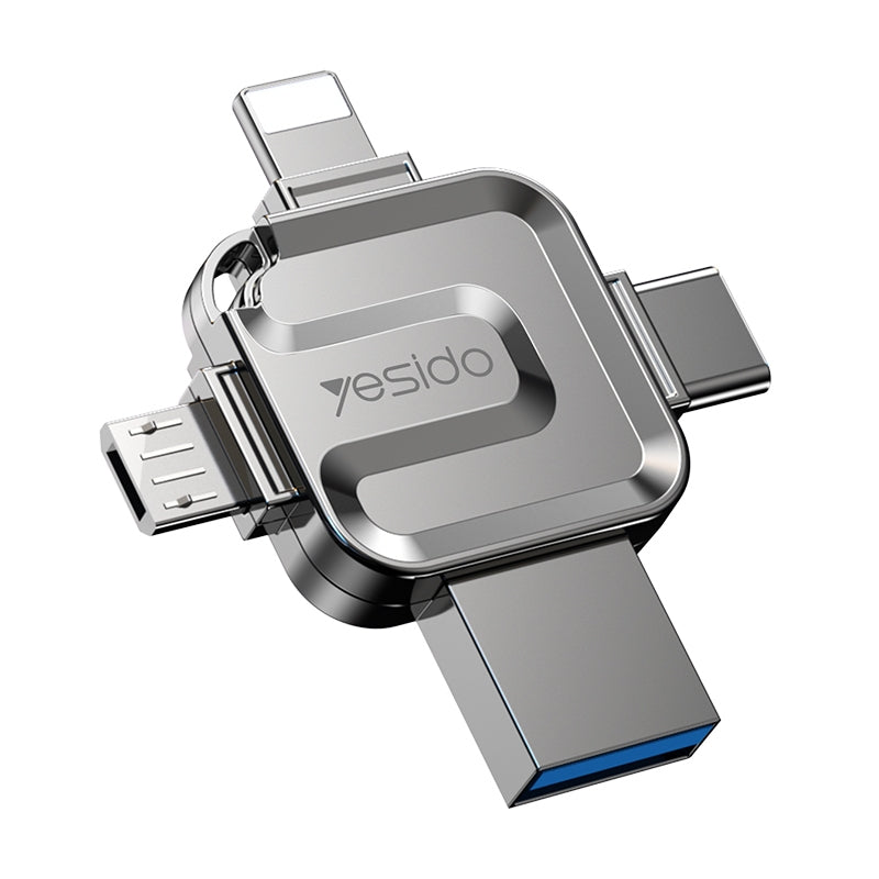 Externí paměť USB-A 3.0 / Lightning / USB-C / microUSB Yesido FL15, 128Gb