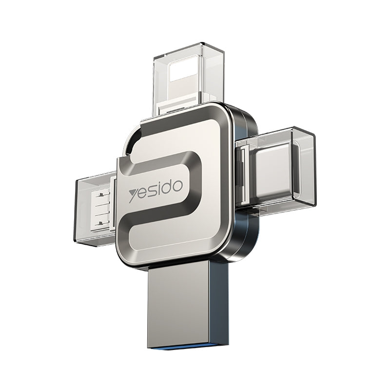 Externí paměť USB-A 3.0 / Lightning / USB-C / microUSB Yesido FL15, 128Gb