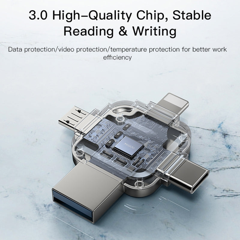 Externí paměť USB-A 3.0 / Lightning / USB-C / microUSB Yesido FL15, 128Gb