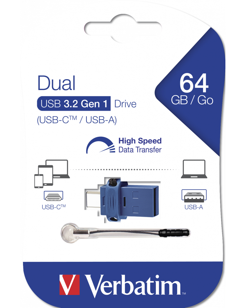 Externí paměť USB-A 3.0 / USB-C Verbatim StoreNGo, 64Gb 49967