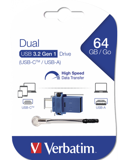 Externí paměť USB-A 3.0 / USB-C Verbatim StoreNGo, 64Gb 49967