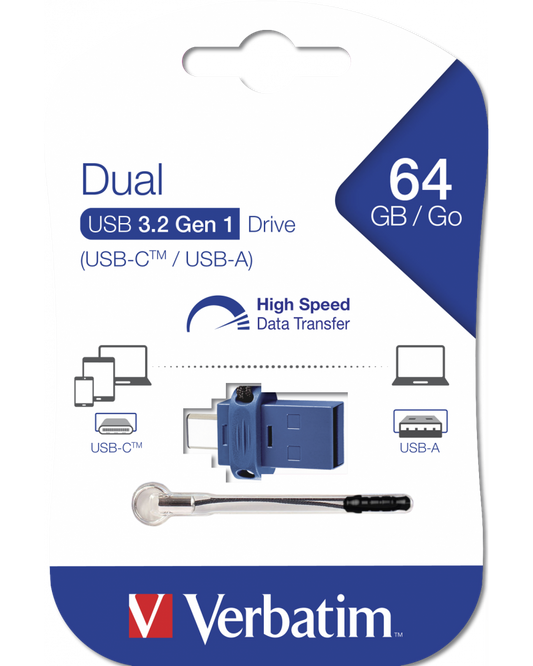 Externí paměť USB-A 3.0 / USB-C Verbatim StoreNGo, 64Gb 49967