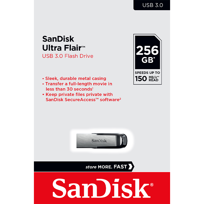 Externí paměť USB-A 3.0 SanDisk Ultra Flair, 256Gb SDCZ73-256G-G46