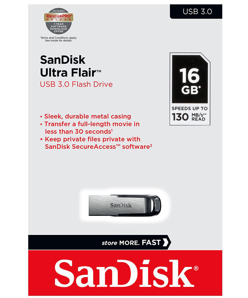 Externí paměť USB-A 3.0 SanDisk Ultra Flair, 16Gb SDCZ73-016G-G46