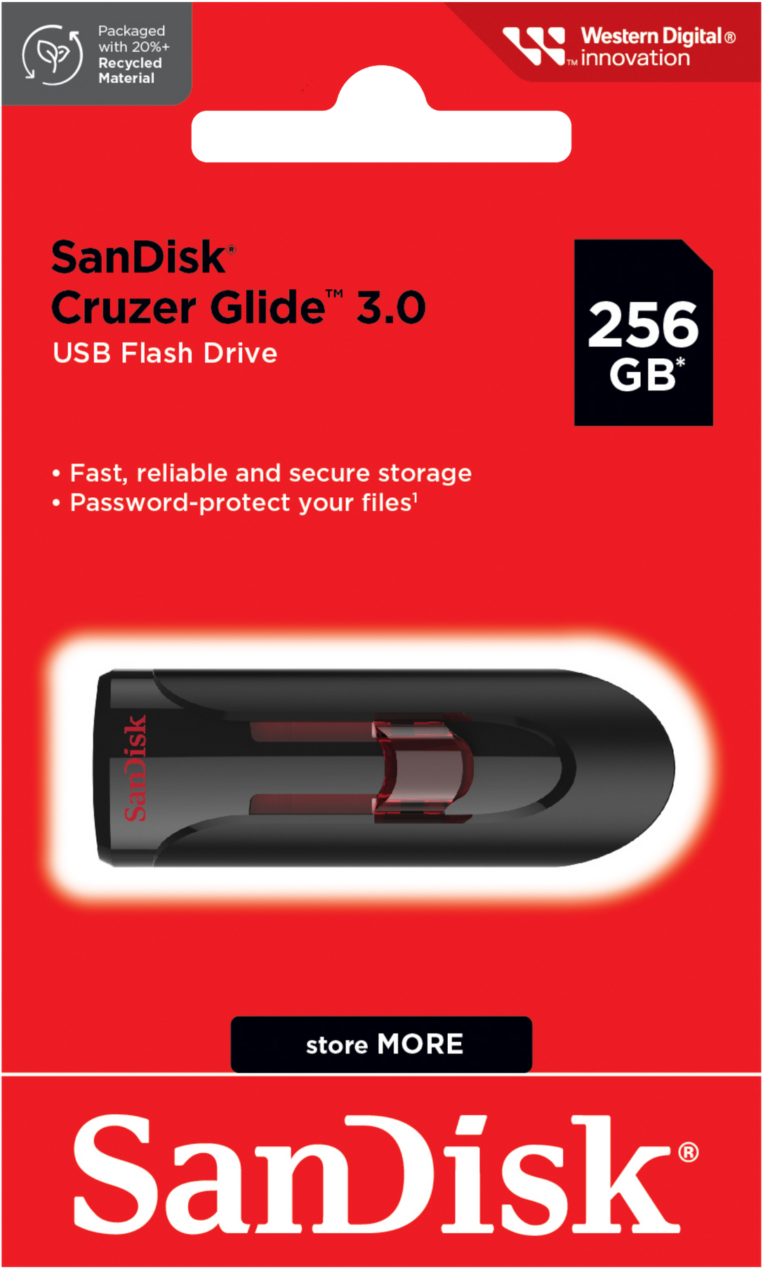 Externí paměť USB-A 3.0 SanDisk Cruzer Glide, 256Gb SDCZ600-256G-G35