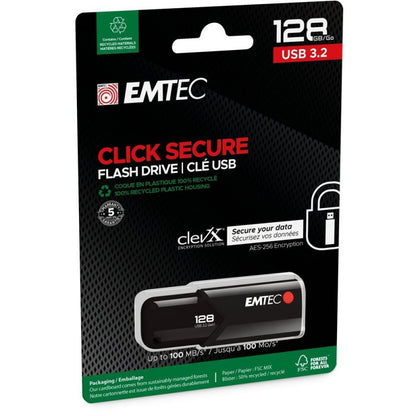 Externí paměť USB-A 3.2 Emtec B120 Click Secure, 128Gb ECMMD128GB123