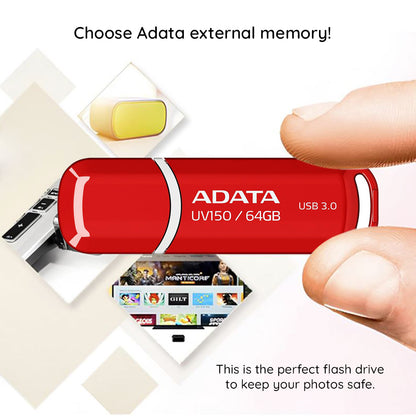 Adata UV150 USB-A 3.2 External Memory, 64GB AUV150-64G-RBK