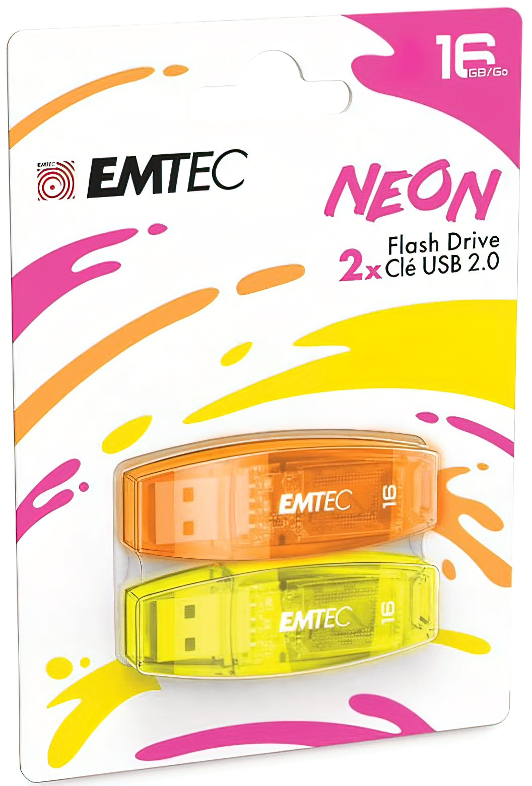 Externí paměť USB-A Emtec C410 Neon, 16Gb, sada 2 kusy ECMMD16GC41