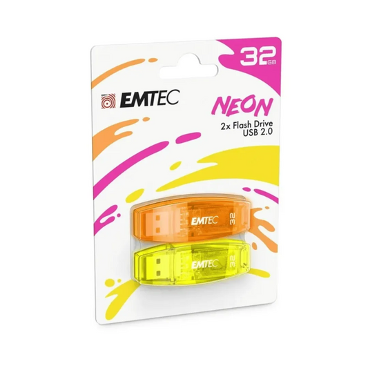 Externí paměť USB-A Emtec C410 Neon, 32Gb, sada 2 kusy ECMMD32GC41