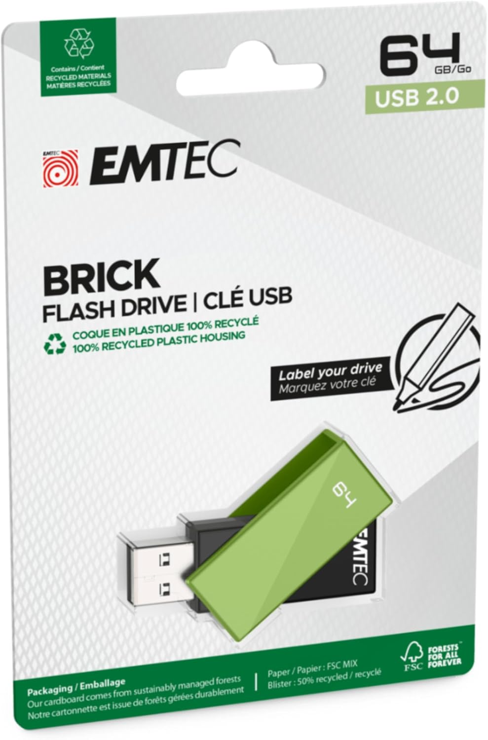 Externí paměť USB-A Emtec C350 Brick, 64Gb ECMMD64GC352