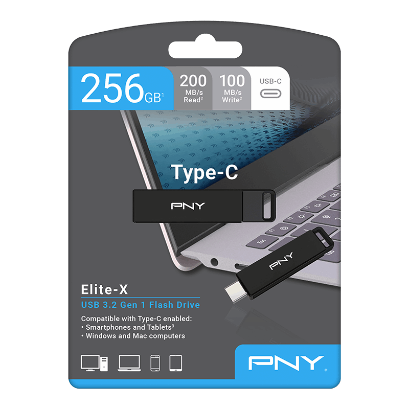 Externí paměť USB-C PNY Elite X, 64Gb P-FDI64GELTXC-GE