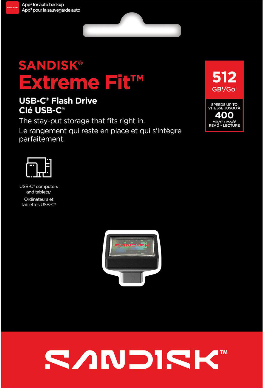 SanDisk Extreme Fit USB-C External Memory, 512Gb SDCZ530-512G-G46