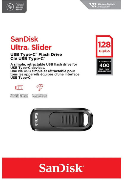 SanDisk Ultra Slider USB-C External Memory, 128Gb SDCZ480-128G-G46