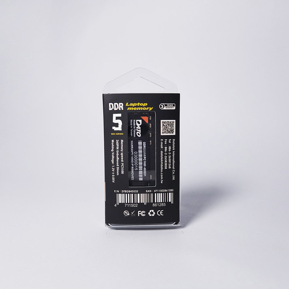 Paměť RAM Dato, DDR5, 8GB, 5600Mhz, Černá DT8G5DS56