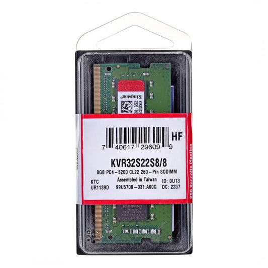 Paměť RAM Kingston ValueRAM, DDR4 SODIMM, 8GB, 3200MHz KVR32S22S8/8