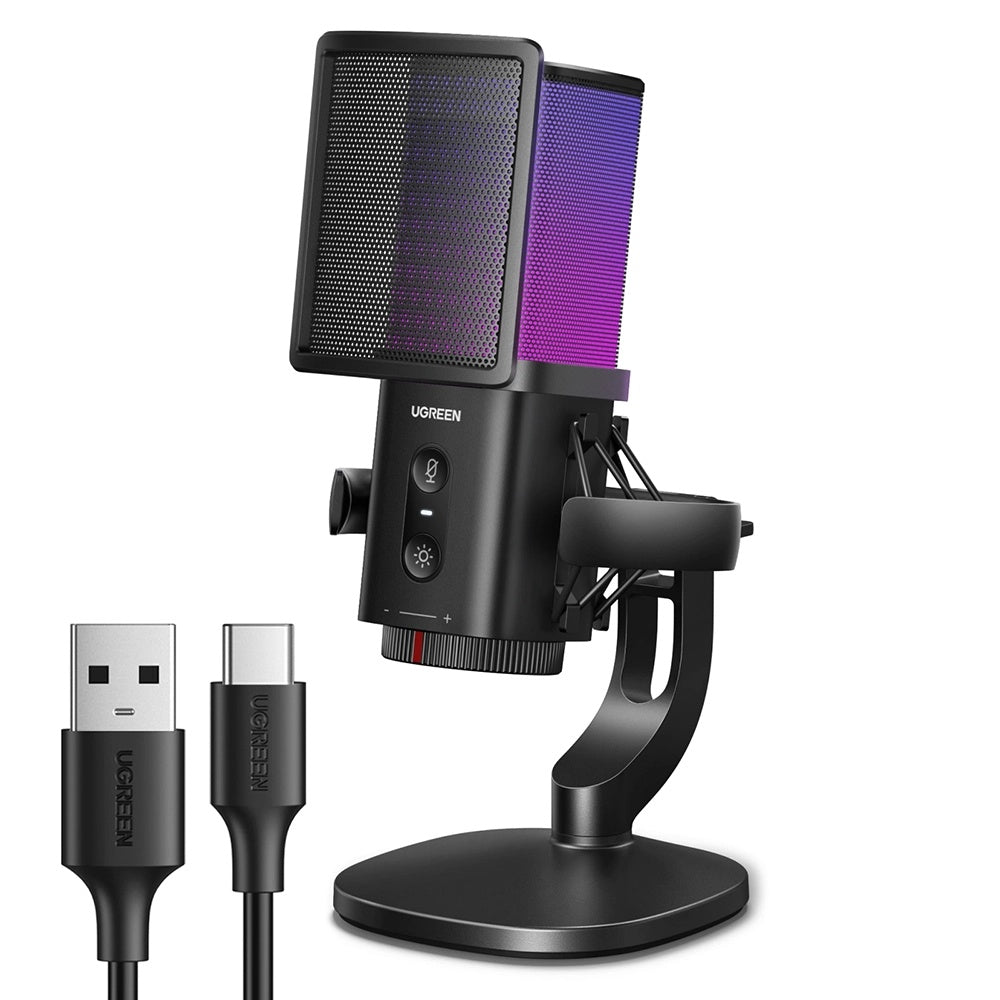 Mikrofon Cardioid UGREEN CM581 (65629), RGB, USB-C, 1.5m, Černý