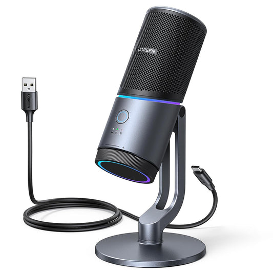 Kardioidní mikrofon UGREEN CM769 (35629), RGB, USB-A, 2m, černý