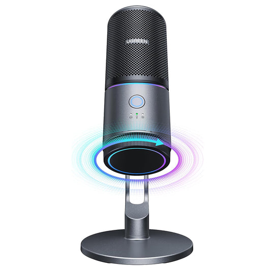 Kardioidní mikrofon UGREEN CM769 (35629), RGB, USB-A, 2m, černý