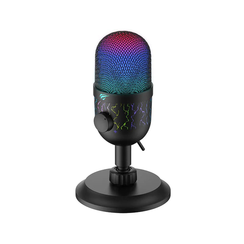 Gamingový mikrofon HAVIT GK52, RGB, USB-A, 1.8m, černý