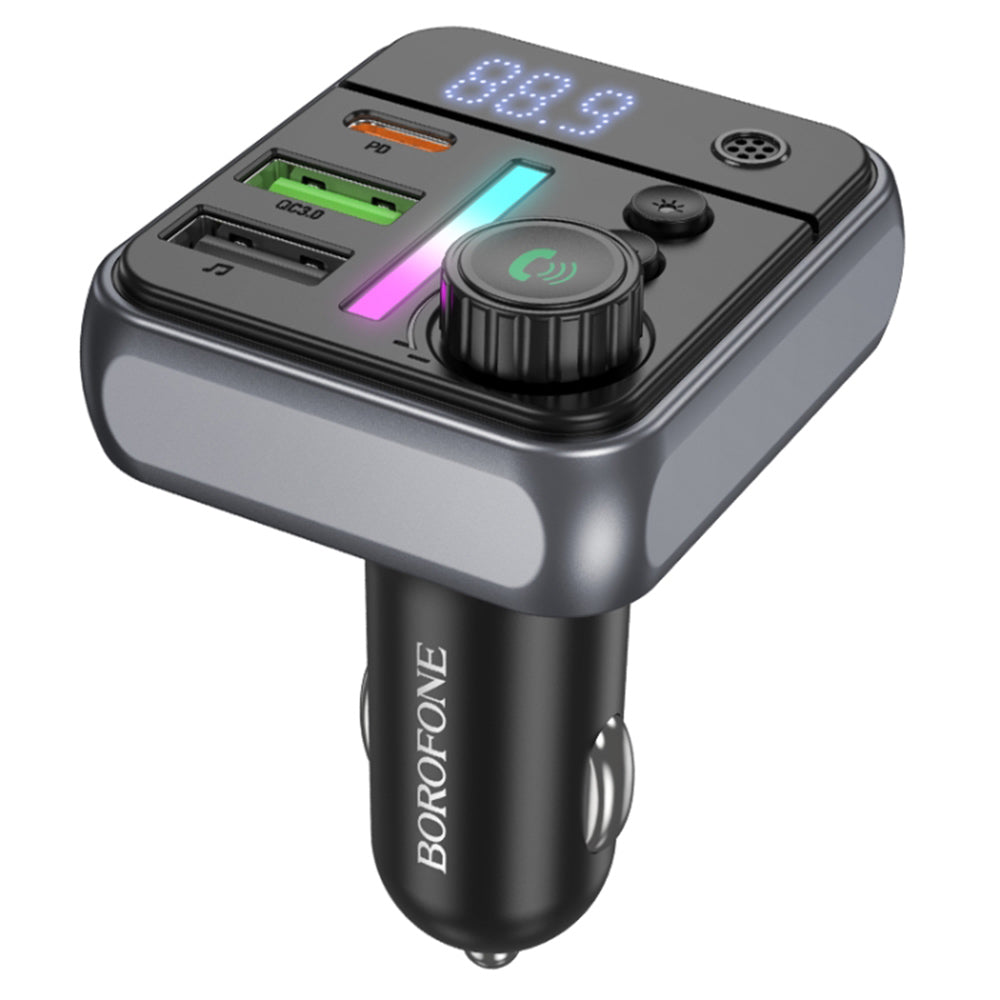 FM Bluetooth modulátor Borofone BC50 Ascenso, 2 x USB-A - 1 x USB-C