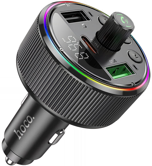 FM modulátor Bluetooth HOCO E82, 2 x USB-A - 1 x USB-C