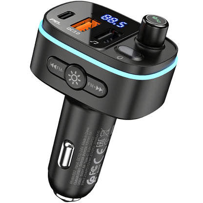 Modulátor FM Bluetooth HOCO E62 Fast, 2 x USB-A - 1 x USB-C