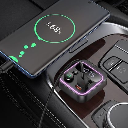 FM Bluetooth modulátor HOCO E85, 2 x USB-A - 1 x USB-C