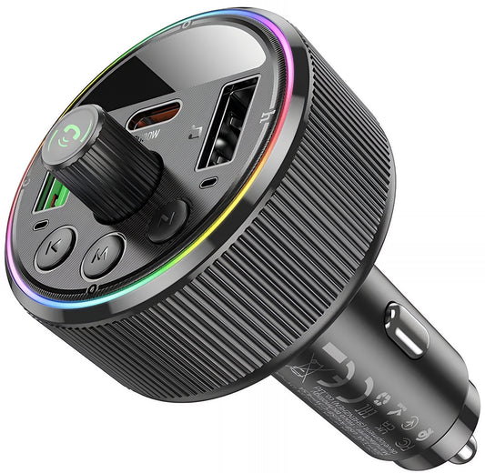 FM modulátor Bluetooth HOCO E82, 2 x USB-A - 1 x USB-C