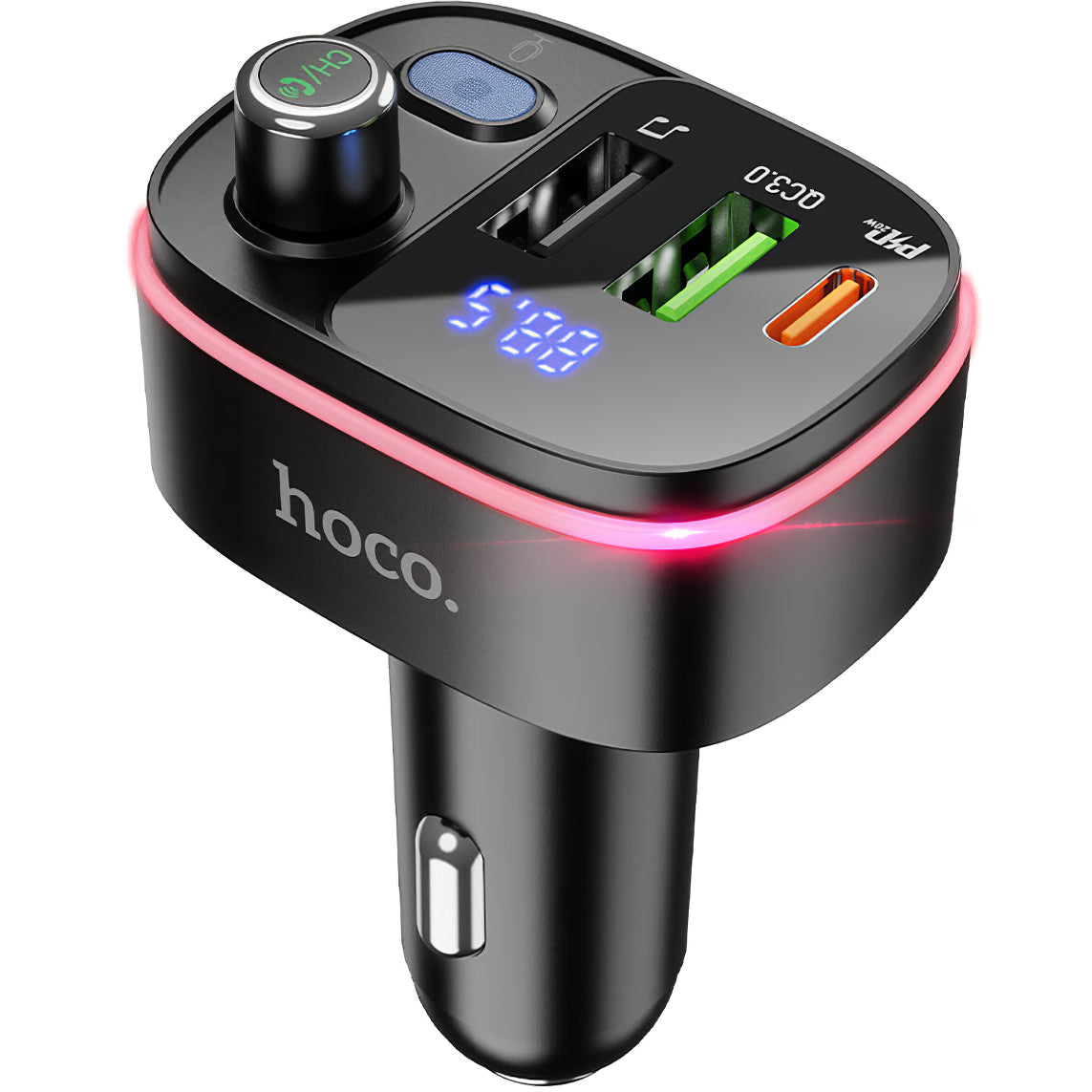Modulátor FM Bluetooth HOCO E62 Fast, 2 x USB-A - 1 x USB-C
