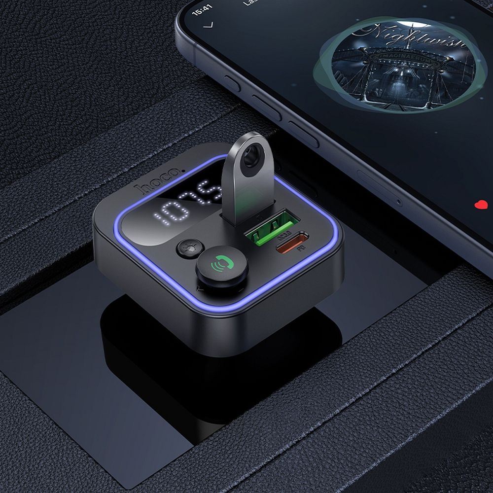 FM Bluetooth modulátor HOCO E85, 2 x USB-A - 1 x USB-C