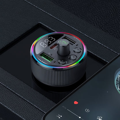 FM modulátor Bluetooth HOCO E82, 2 x USB-A - 1 x USB-C