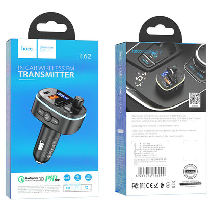 Modulátor FM Bluetooth HOCO E62 Fast, 2 x USB-A - 1 x USB-C