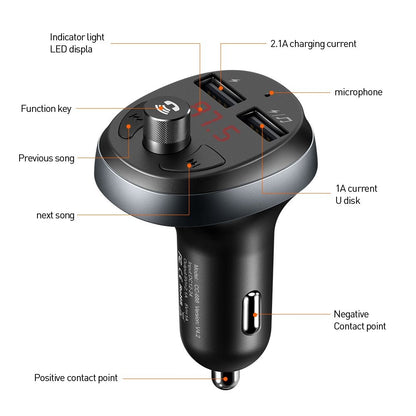 FM Bluetooth modulátor McDodo, 2 x USB-A