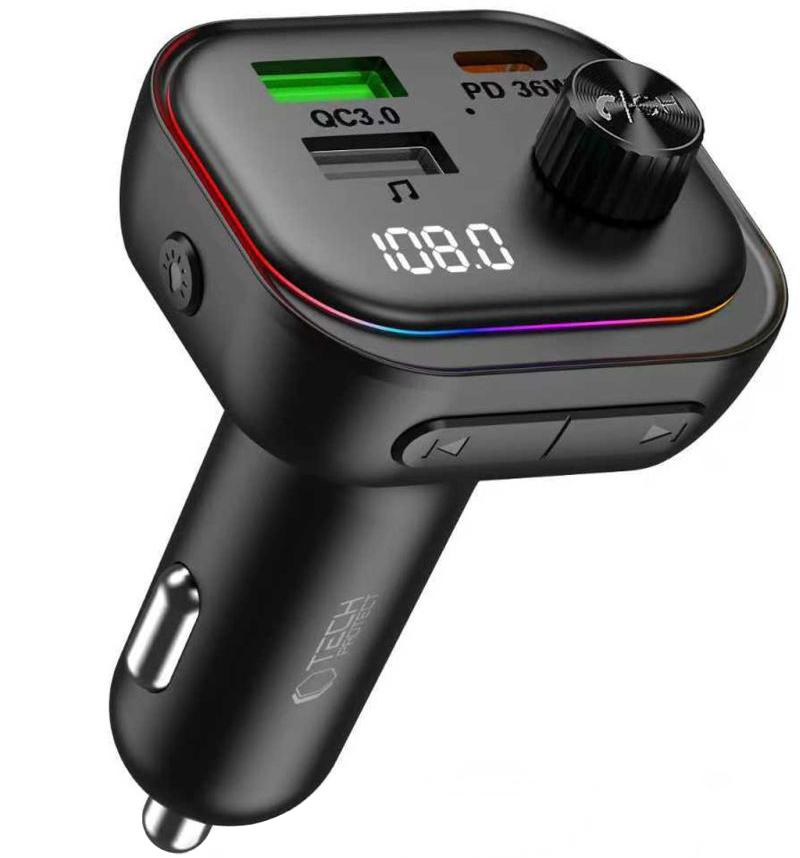 FM Bluetooth modulátor Tech-Protect CC07, 2 x USB-A - 1 x USB-C