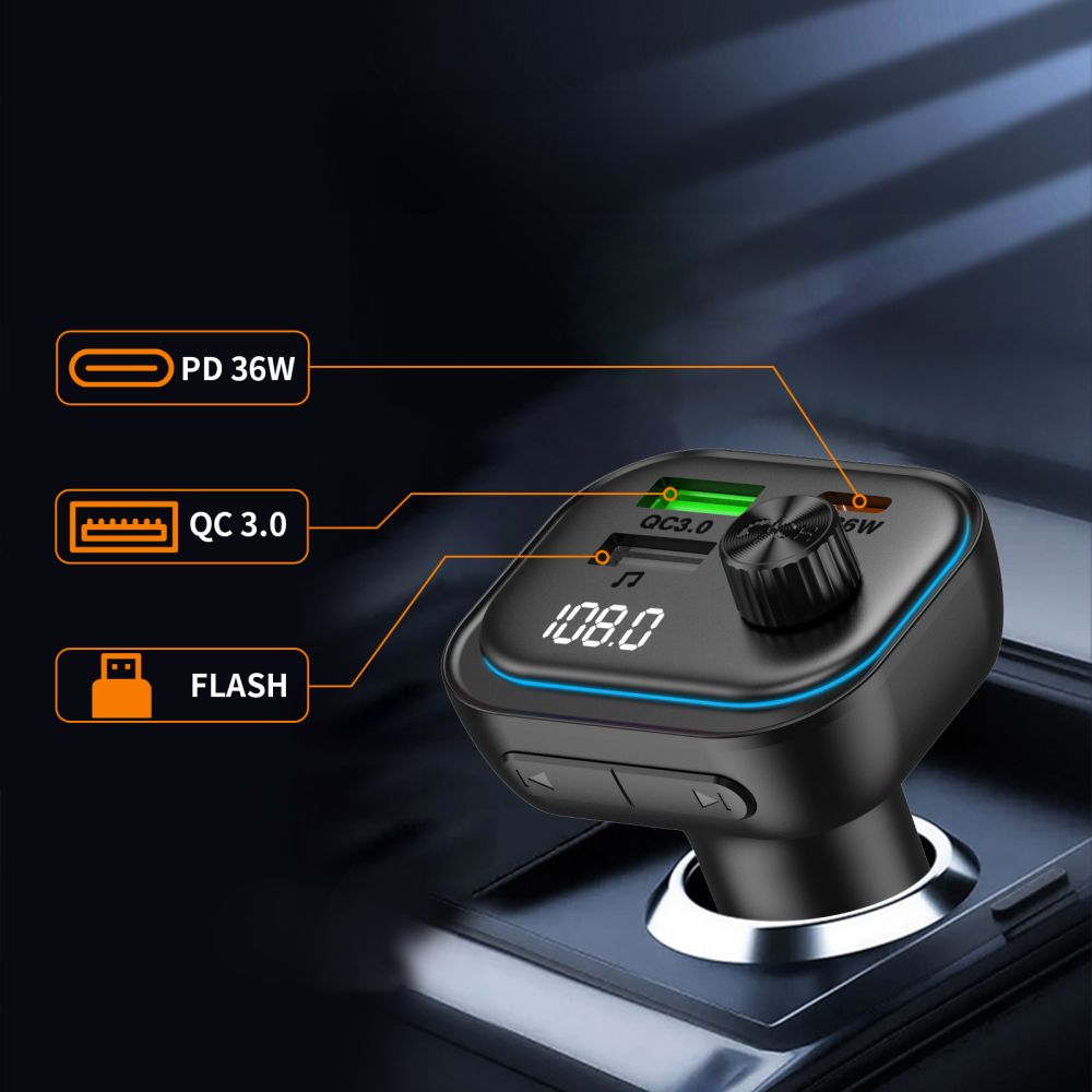 FM Bluetooth modulátor Tech-Protect CC07, 2 x USB-A - 1 x USB-C