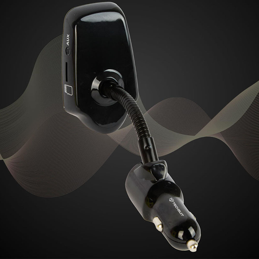 FM modulátor Bluetooth Techsuit MFM4, 1 x USB-A - 1 x 3,5mm - 1 x microSD, Černý