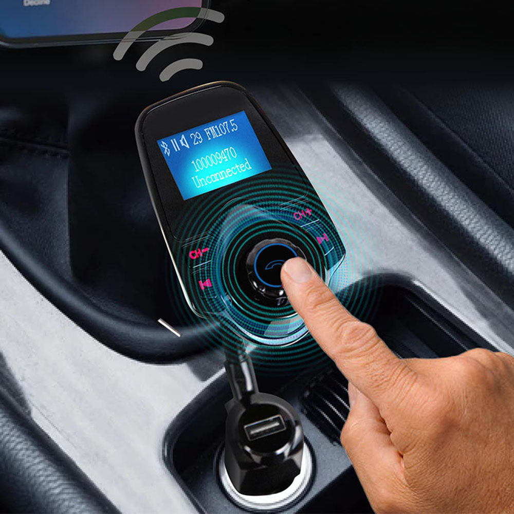 FM modulátor Bluetooth Techsuit MFM4, 1 x USB-A - 1 x 3,5mm - 1 x microSD, Černý