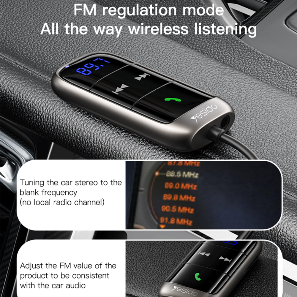 FM Bluetooth Modulator Yesido YAU32, 1 x 3.5mm - 1 x microSD