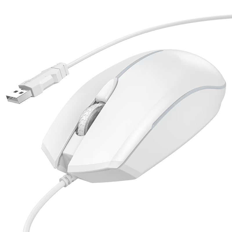 Drátová herní myš USB HOCO GM37, RGB, 2400DPI, bílá