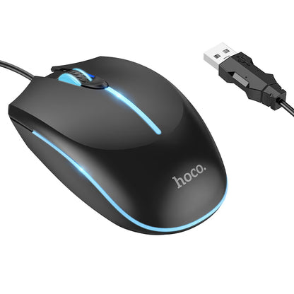 Drátová herní myš USB HOCO GM37, RGB, 2400DPI, černá