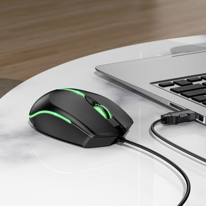 Drátová herní myš USB HOCO GM37, RGB, 2400DPI, černá