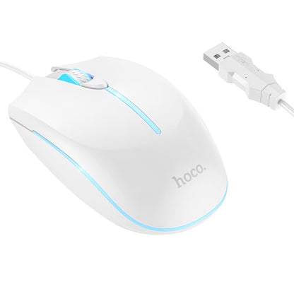 Drátová herní myš USB HOCO GM37, RGB, 2400DPI, bílá