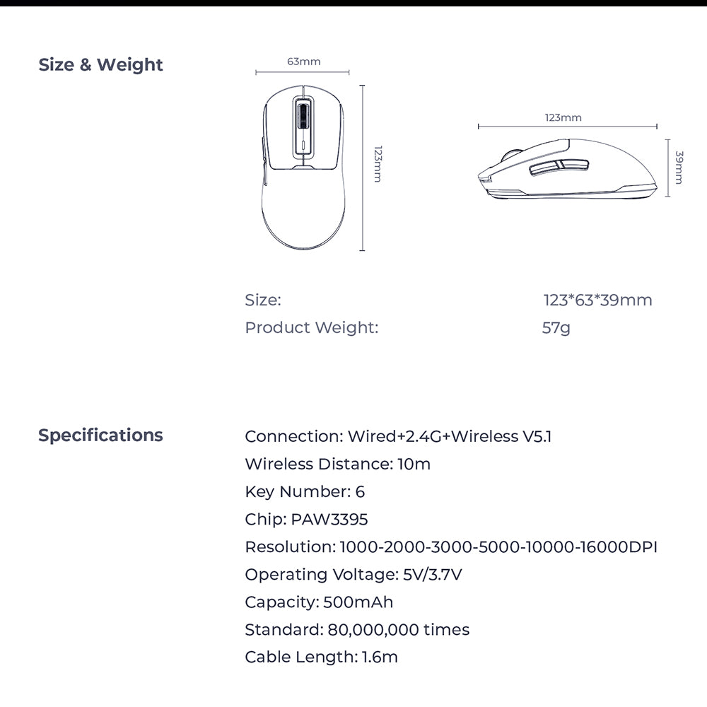 Bezdrátová herní myš HAVIT MS969WB, RGB, 1000DPI - 16000DPI, černá