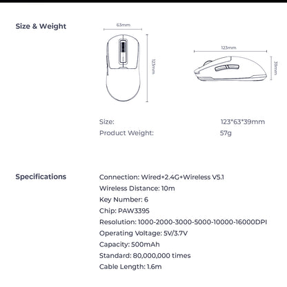 Bezdrátová herní myš HAVIT MS969WB, RGB, 1000DPI - 16000DPI, černá