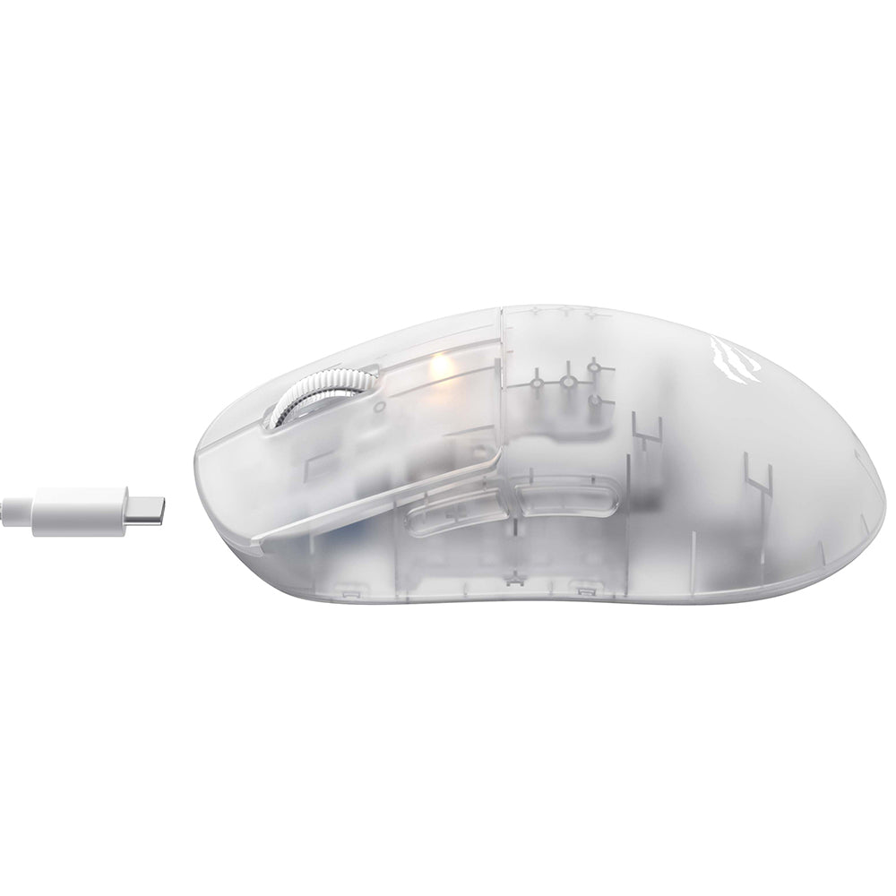 Bezdrátová herní myš HAVIT MS970WB Pro, 800DPI - 12000mAh, Průhledná bílá
