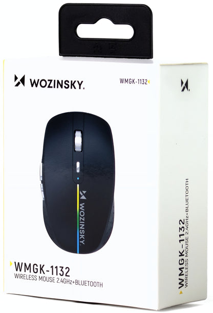 Bezdrátová herní myš WZK WMGK-1132, 1600DPI, RGB, BT / Wi-Fi, černá